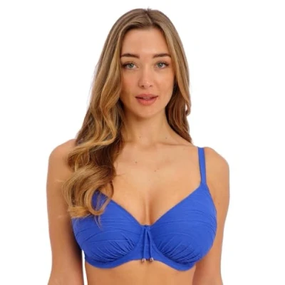 Image of Fantasie Beach Waves Gathered Full Cup Bikini Top Ultramarine Blue 36D