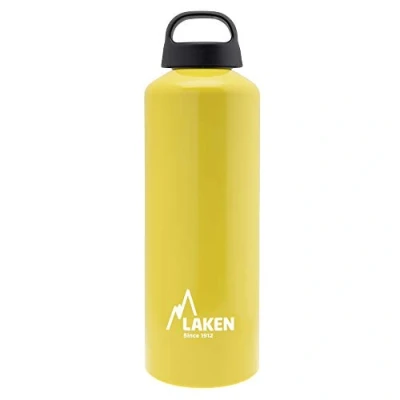 Image of LAKEN Classic Water Bottle with Wide Mouth, Single Wall Lightweight Aluminum BPA Free, Leak Proof Screw Cap, 1 Litre, Yellow