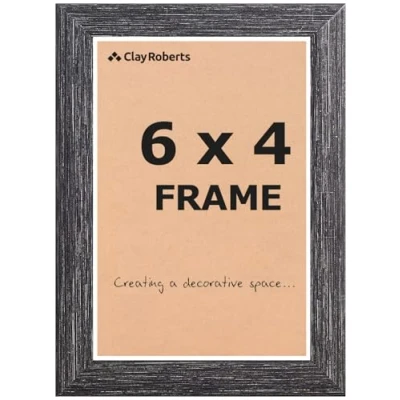 Image of Clay Roberts Photo Picture Frame 6 x 4, Charcoal, Freestanding and Wall Mountable, 10 15 cm, 6x4 Frames, Black Frame, 4x6 Frames