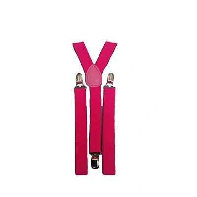 Image of MENS LADIES UNISEX ADJUSTABLE SLIM BRACES TROUSER SUSPENDERS FANCY DRESS CLIP ON (dark pink)