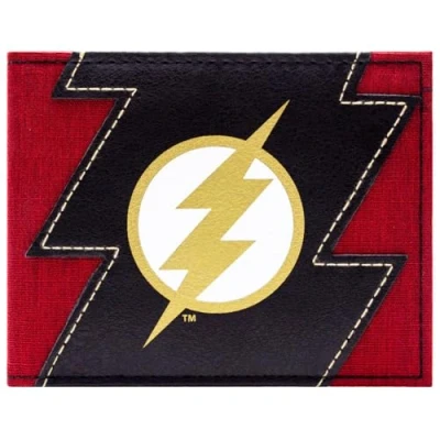 Image of Metahuman The Flash Iconic Lightning Superhero Emblem Wallet Bi Fold ID &amp; Card Holder, Red