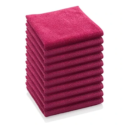 Image of E Cloth General Purpose Microfibre Cloth, Multipurpose Cleaning for Household Surfaces, Washable and Reusable, 100 Wash Promise, Red, 10 Pack