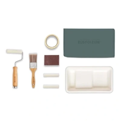 Image of Rust Oleum Ready to Roll Eco Paint Kit (Small) Bathroom Wood &amp; Cabinet Gloss Ocean Blues