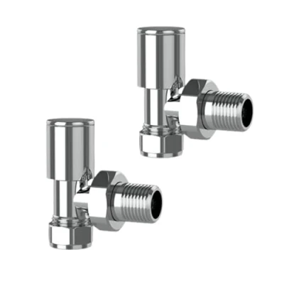 Image of Plumb Bliss Modern Chrome Angled Radiator Valves (15mm x 1/2&quot;)