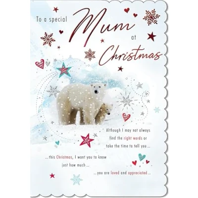 Image of Piccadilly Greetings Christmas Card Classic To a Special Mum Polar bears 9 x 6 inches