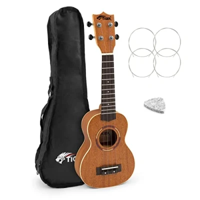 Image of TIGER UKE14 NT Soprano Ukulele with Gig Bag Mahogany Body and Top