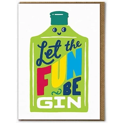 Image of Brainbox Candy Funny Birthday Card &#039;Let The Fun Be Gin&#039; Cute Colourful Humour Cards Gin Lovers Great For Him Her Friends Happy