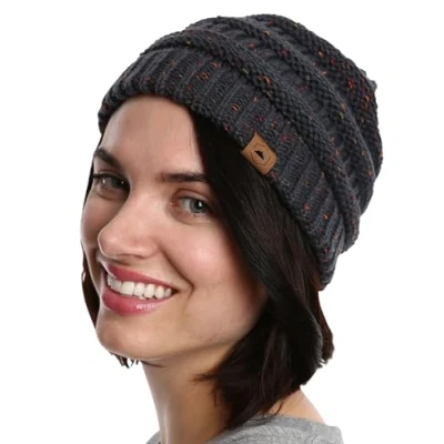 Image of Tough Headwear Winter Beanies Beanie Hat Men and Women Unisex Fit Warm Knit Chunky Cable Women&#039;s Men&#039;s Hats Cold Weather Ski Snowboard for Man or Woman Dark Grey