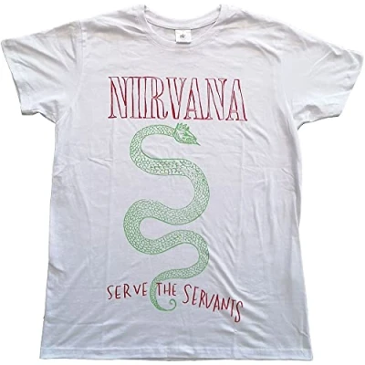 Image of Nirvana T Shirt Serve The Servants Band Logo Official White XXL