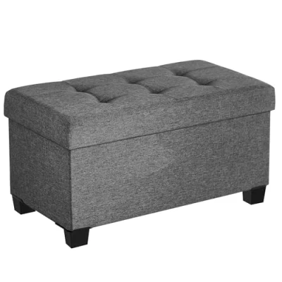 Image of SONGMICS Storage Ottoman Bench, Foldable Foot Rest with Legs, 38 x 76 40 cm, End of Bed Chest, Load up to 660 lb, for Living Room, Bedroom, Entryway, Dark Grey LSF016G51