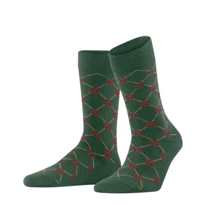 Image of Burlington Women&#039;s Sweet Ribbon W SO Cotton Patterned 1 Pair Socks, Green (Eucalyptus 7502), 3.5 7