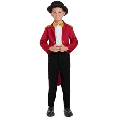 Image of HENBRANDT Kids Boys Showman Circus Ringmaster Jacket Fancy Dress Costume Book Day Size Small 4 6 Years, Red