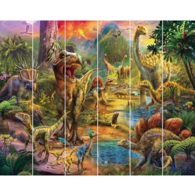 Image of Walltastic Landscape of Dinosaurs Wallpaper Mural, FSC Paper, Multi, 8 feet High x 10 Wide, 1 Size