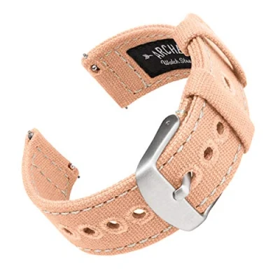 Image of Archer Watch Straps Canvas Quick Release Replacement Bands (Pale Coral, 22mm)