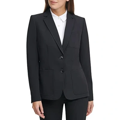 Image of Tommy Hilfiger Women&#039;s Work Two Button Blazer Jackets, Black, 6