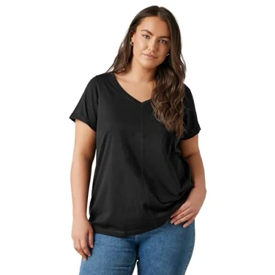 Image of EVANS Curve Pure Cotton T Shirt Women&#039;s Plus Size Black