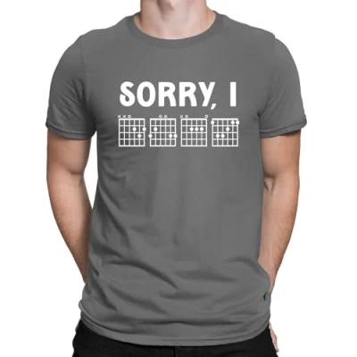 Image of Sorry I DGAF Funny Guitarist Guitar Tab Joke Slogan Mens T Shirt Charcoal Grey (M)