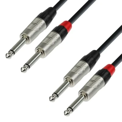 Image of Adam Hall 4 Star Series 6m Rean 2x 6.3mm Jack Mono to Audio Cable