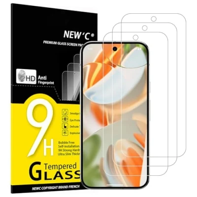 Image of NEW&#039;C 3 Pack Designed for Google Pixel 9, 9 Pro Screen Protector Tempered Glass,Case Friendly Ultra Resistant
