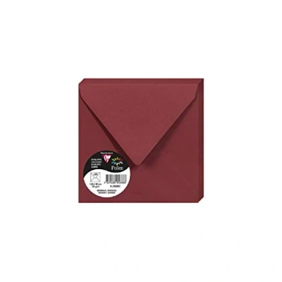 Image of Clairefontaine Ref 5888C Pollen Envelopes (Pack of 20) 140 x 140mm Sized, 120gsm Paper, Gummed Seal, Inkjet &amp; Laser Printer Compatible, Acid Free Maroon
