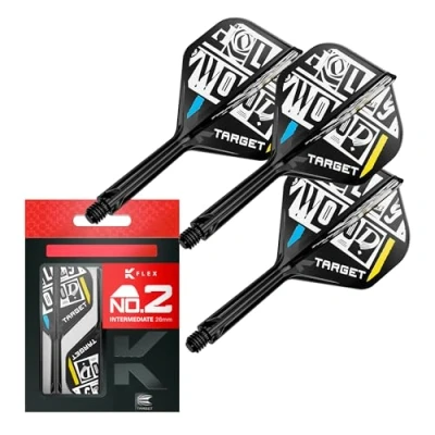 Image of TARGET Darts Chris Dobey K Flex Flights and Shaft System, No.2 Pack of 3 Kflex All In One Flights, Player Edition Accessories Dart Stem Intermediate (26mm)