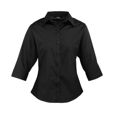 Image of Premier Women&#039;s Sleeve Poplin Blouse Black* 22