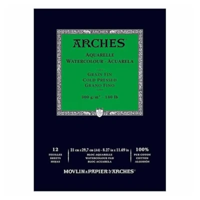 Image of ARCHES A1795091 Enc 21x29,7 12H Aquarelle 100% Fine 300g NAT, White Natural