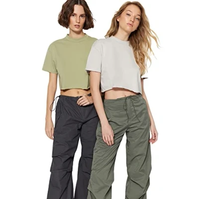 Image of Trendyol Woman Basics Regular fit Basic Standing Collar Knit T Shirt