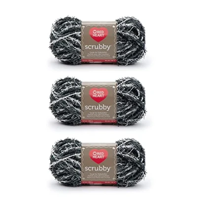 Image of Red Heart Scrubby Marble Yarn 3 Pack of 85g/3oz Polyester 4 Medium (Worsted) 78 Yards Knitting/Crochet