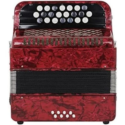 Image of Professional Accordion, 22 Key 8 Bass Piano Button Accordion Musical Instrument, Solid Wood For Beginners Students With Storage Bag,Red,Serene16