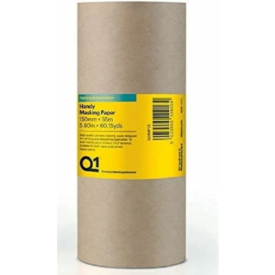 Image of Q1 Handy Masking Paper Roll 55m Multi Size Protective Sheets Quality Paint Sealing (15cm x 55m)