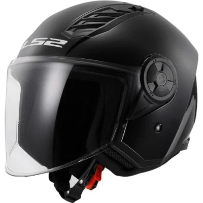 Image of LS2 Motorcycle Helmet Open Face OF562 Airflow Gloss Black Long XS