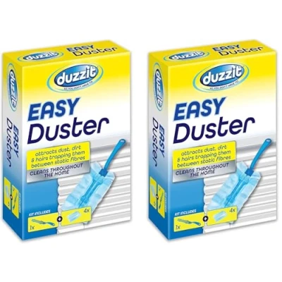 Image of Easy Duster kit Fluffy Dusters Refills Refill Disposable Fast Dust Removal 2 Handle + 8