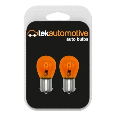 Image of Tek Automotive 343 Indicator Bulbs Orange Amber Car Light 382Y 12V 21W Bulb BA15S Straight Level Pins Twin Pack