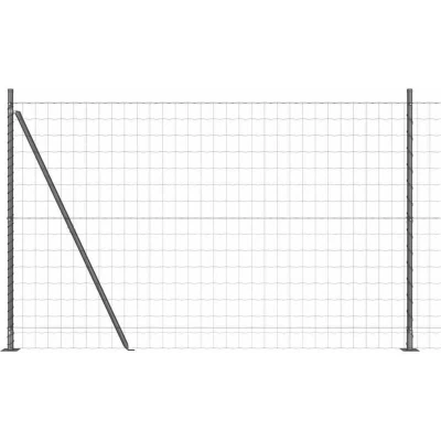Image of Euro Fence with 7 Flanged Posts 1.5x10 m Galvanised Steel Vidaxl