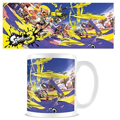 Image of Pyramid International Splatoon Mug (Graffiti Design) 11oz Ceramic Coffee Mug, Cups and Mugs for Women Men, Kids Official Merchandise, White