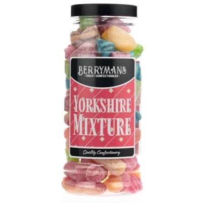 Image of Original Yorkshire Mixture Retro Boiled Sweets Gift Jar By Berrymans Sweet Shop Classic Sweets, Traditional Taste.