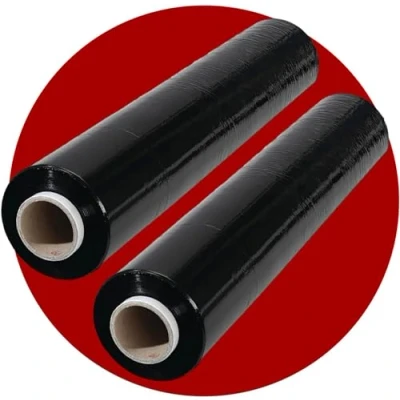Image of Efforias 2 x Black Pallet Wrap 400mm 250m, Non Extended, 20mu Strong Stretch Shrink Cling Film Ideal for Wrapping Warehouse, Moving House &amp; Furniture