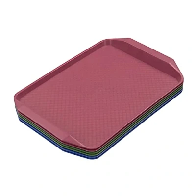 Image of Easymanie 6 Packs Fast Food Tray, Plastic Trays for Serving