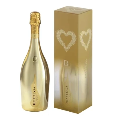 Image of Bottega Gold Prosecco DOC with Gift Box 11% ABV 75cl Sparkling Wine Ideal Soft &amp; Elegant Refined Fruity