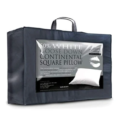 Image of Luxury European Continental 80cm x Ultimate Collection 50% Pure White Goose Down &amp; Feather Large Square Pillow 280TC 100% Cotton Jacquard Casing, Proof (32&quot; 32&quot;) By Littens