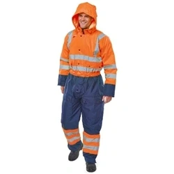Image of Beeswift Two Tone Hiviz Thermal Waterproof Coverall Orange / Navy 3XL