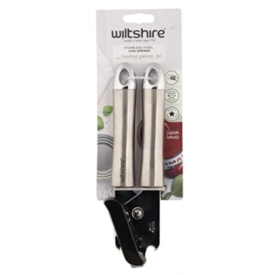 Image of Wiltshire Can Opener, Industrial, Stainless Steel, Manual Tin with Built in Bottle Kitchen Utensil, 9x27x5cm, Silver