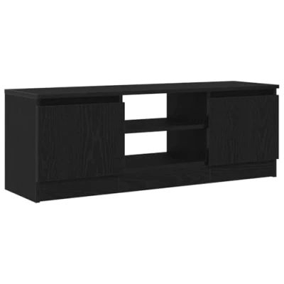 Image of vidaXL TV Cabinet Black Oak Media Stand 102x30x36 cm Modern Engineered Wood Stand/Unit for Living Room/Bedroom
