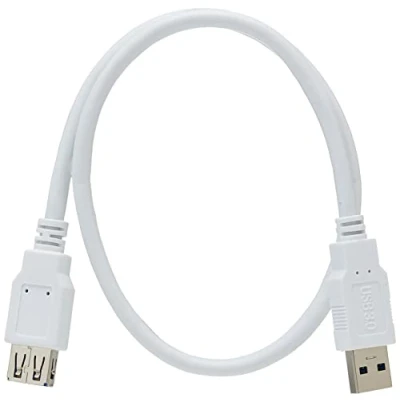 Image of Premium Cord USB 3.0 Extension Cable 50 m, Data SuperSpeed up to 5 Gbit/S, Charging Cable, Type A Female Male, 9 Pin, 3x Shielded, Colour: White, Length 0.5 m