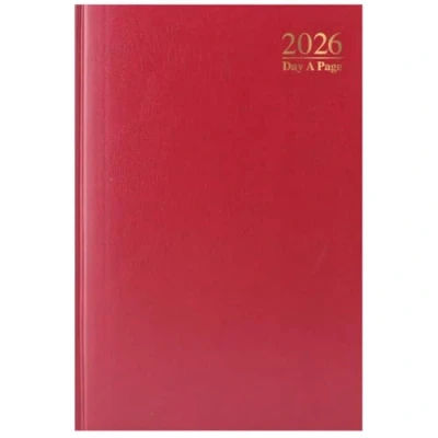 Image of 2025 A4 Day a Page Diary Full Year Hardback Casebound Planner for Home Office School &amp; Work (Red)