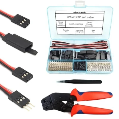 Image of 30 Sets Servo Connector Male Female Plug Crimp Pin Cable Kit Compatible with Futaba JR Hitec Spektrum RC Connectors (with Crimping Tool)
