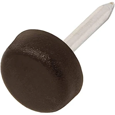 Image of Adsamm® / 32 x Glides in plastic with nail Ø 0,39&#039;&#039; (Ø 10 mm) brown round Premium quality furniture sliders by