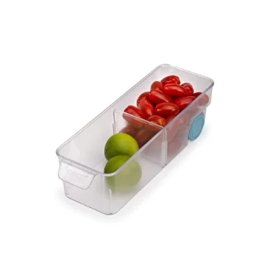 Image of Joseph FridgeStore Fridge Storage Bin Drawer organiser with easy pull handle and wheels for access, fits all standard fridges, BPA free, Small