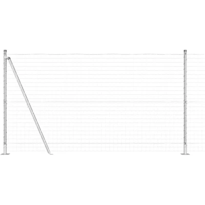 Image of vidaXL Euro Fence with 7 Flanged Posts 1.2x10 m Galvanised Steel